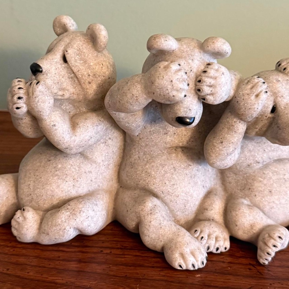 2001 Quarry Critters "UH OH" 3 Polar Bears See No Hear No Speak No Evil